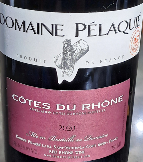 2020 Pelaquie Cotes du Rhone